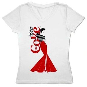 Taylor Swift Diet Coke Coca Cola silver metallic embellished t-shirt women Large